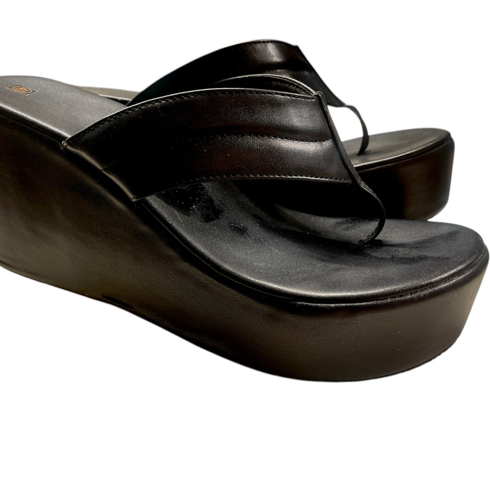 Plat form Black Wedge Sandals